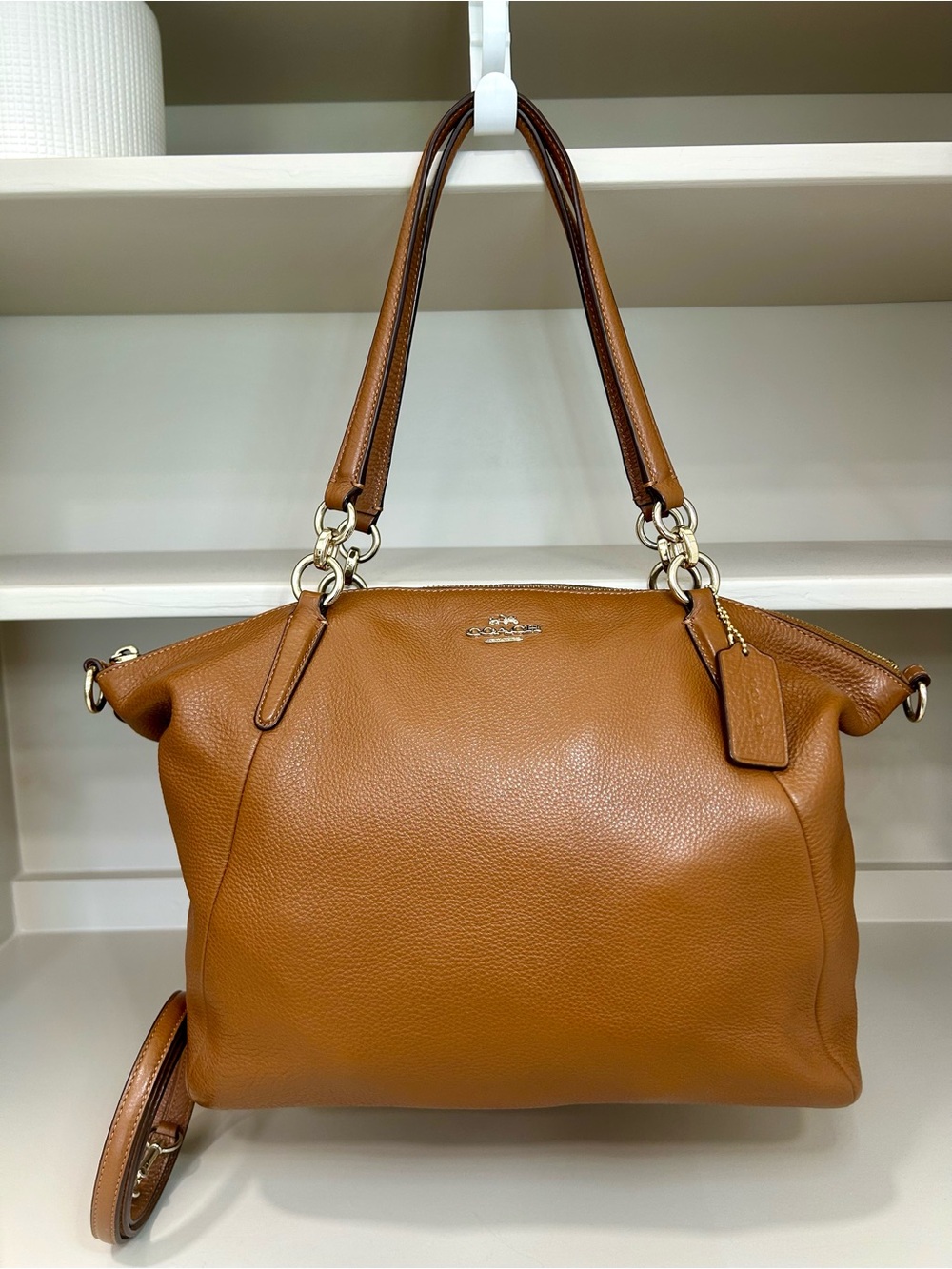 Coach Kelsey Satchel Pabbled Leather F36591 Shoulder Bag Handbag Saddle Brown